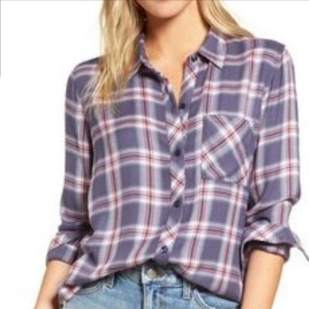 Rails plaid Indigo current white flannel plaid med